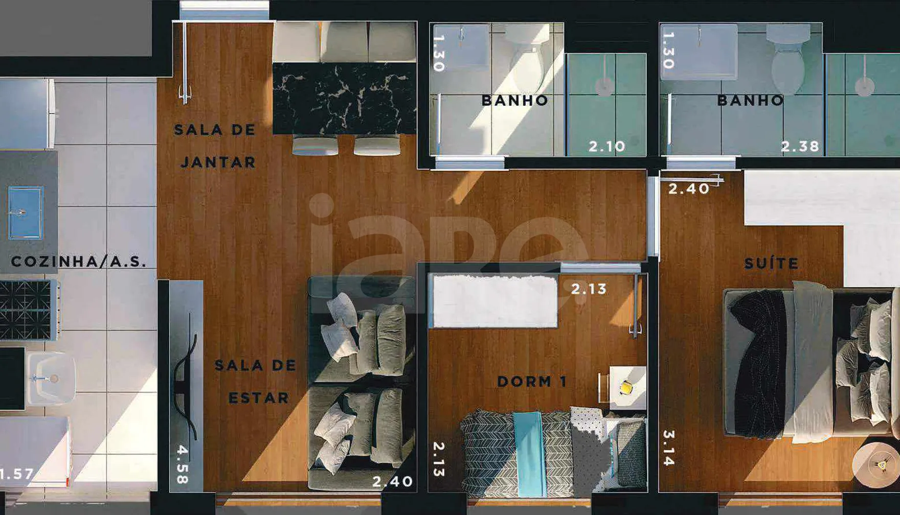 Planta — Apartamento 44,16 m²
