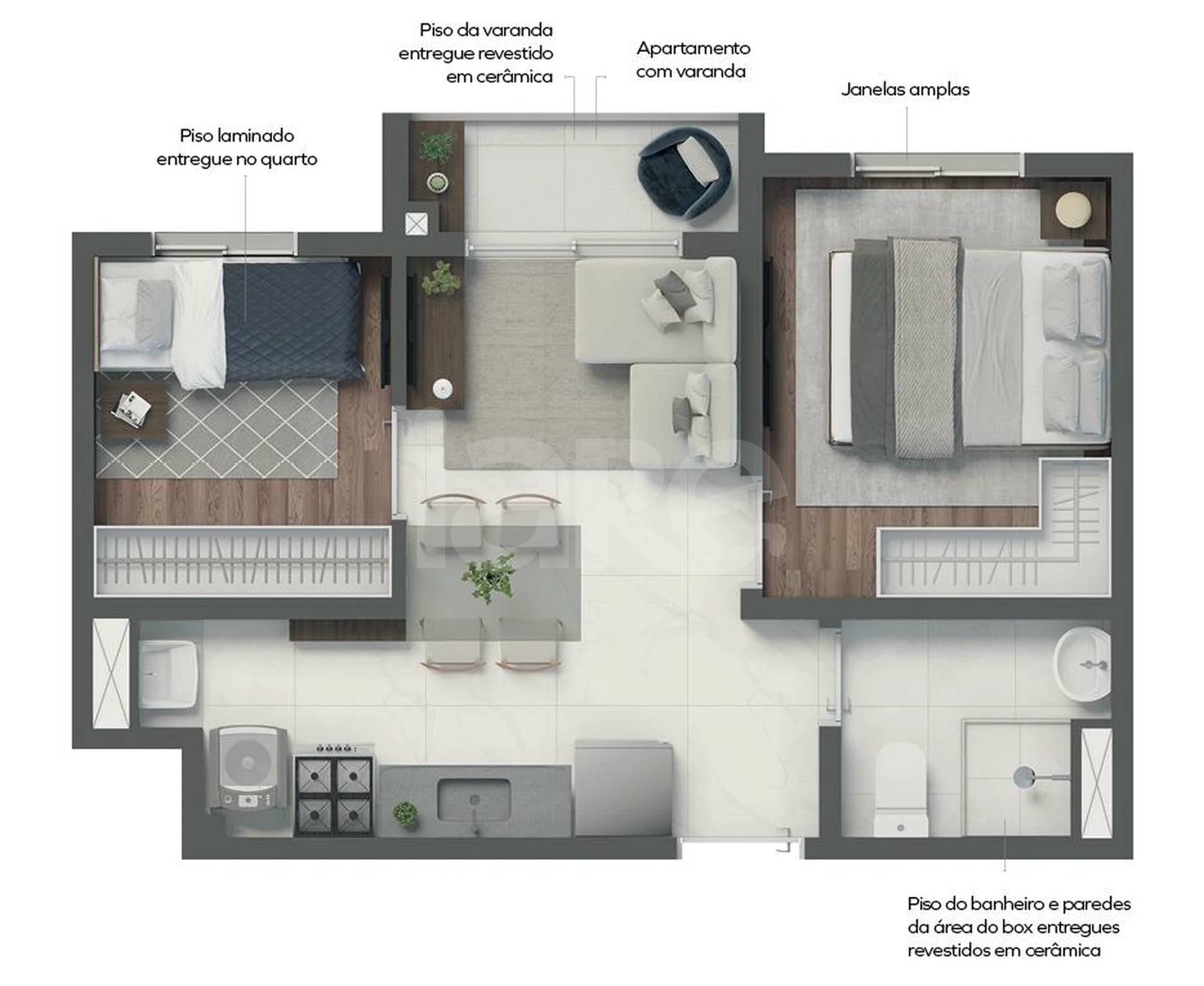 Planta — Apartamento 33,28 m²