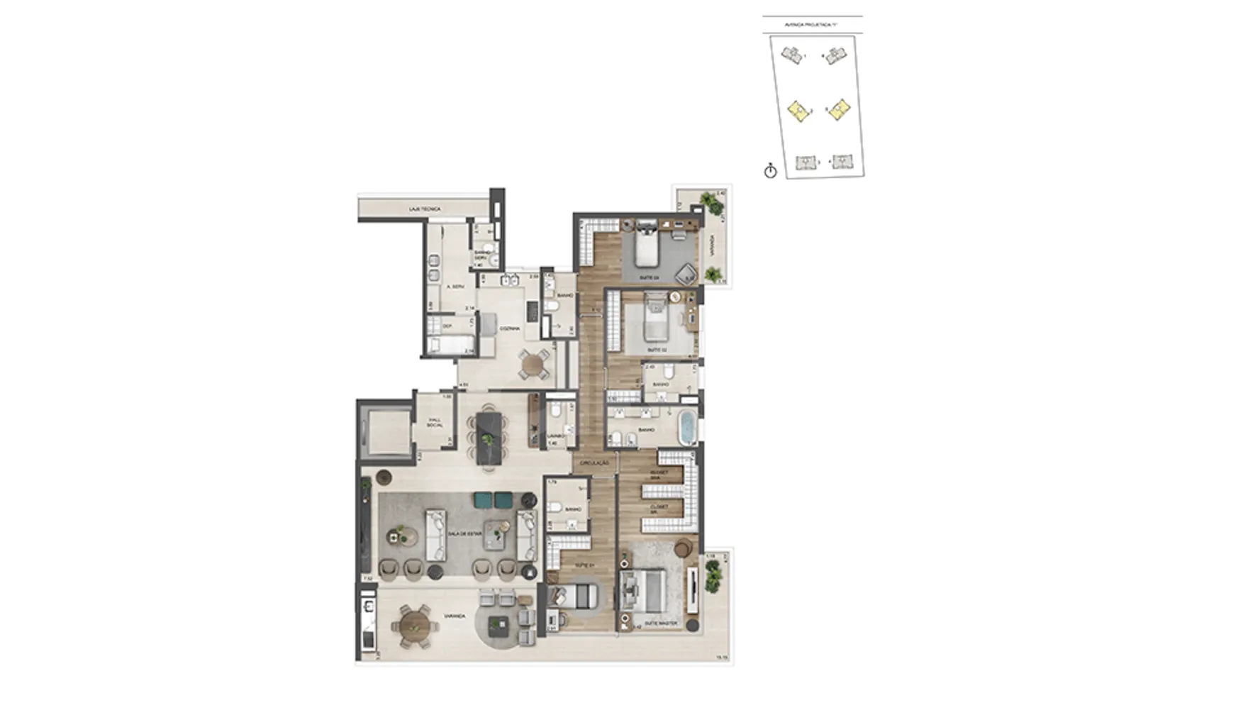 Planta — Apartamento 231,62 m²