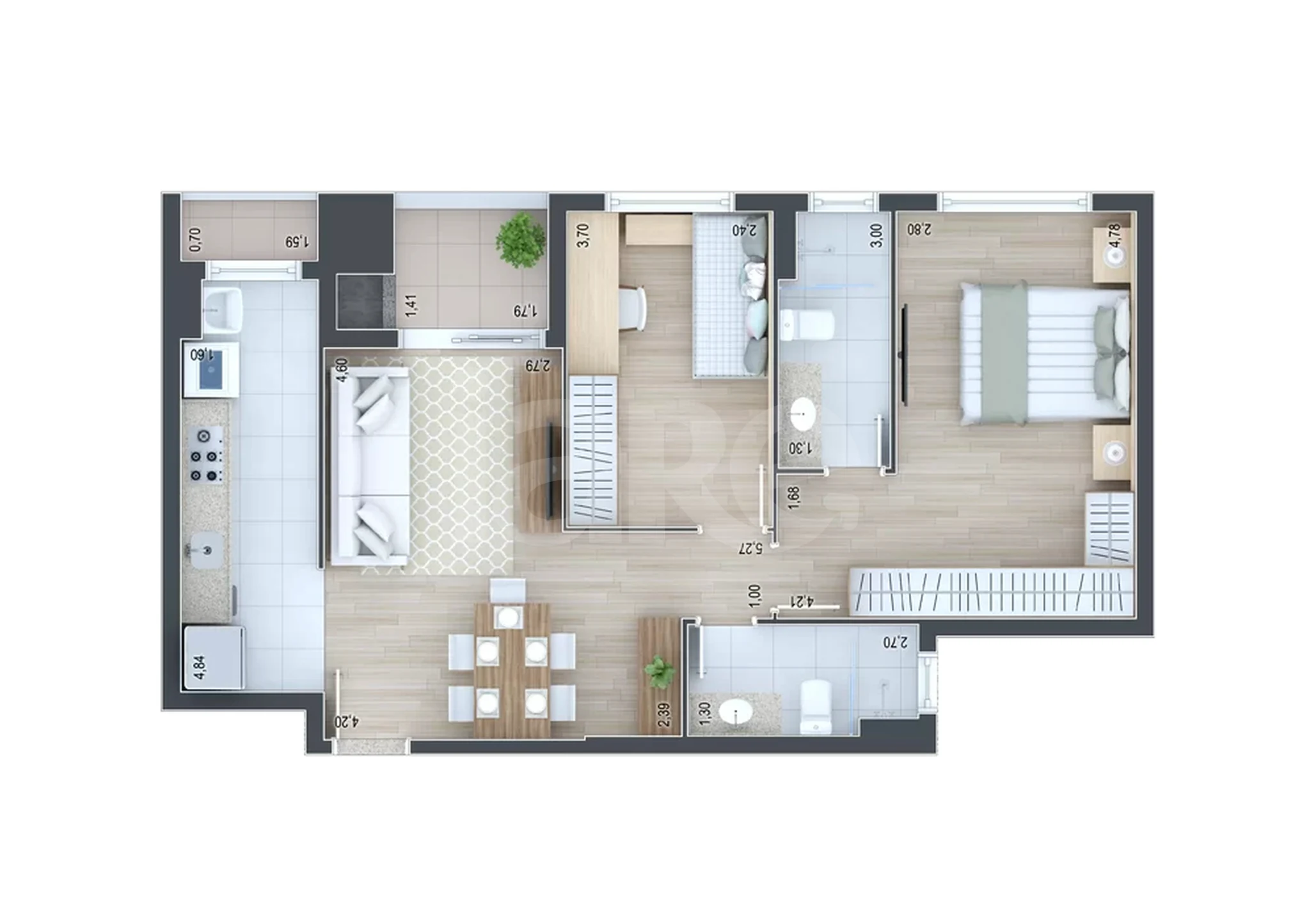 Planta — Garden 77,46 m²
