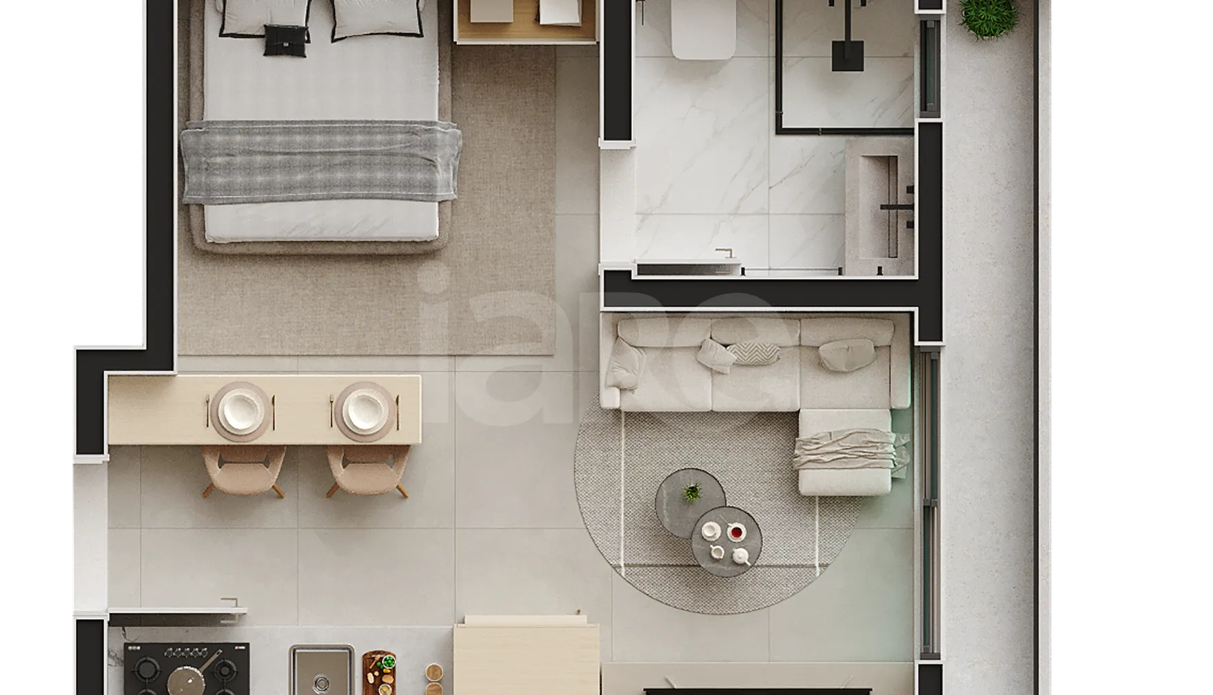 Planta — Studio 28 m²