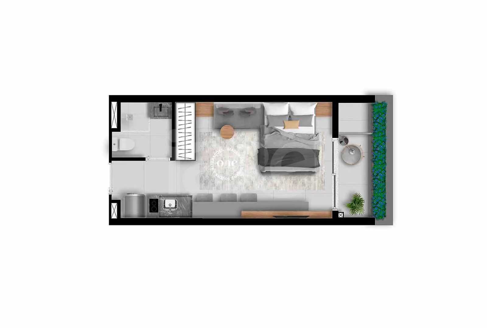 Planta — Studio 27,11 m²