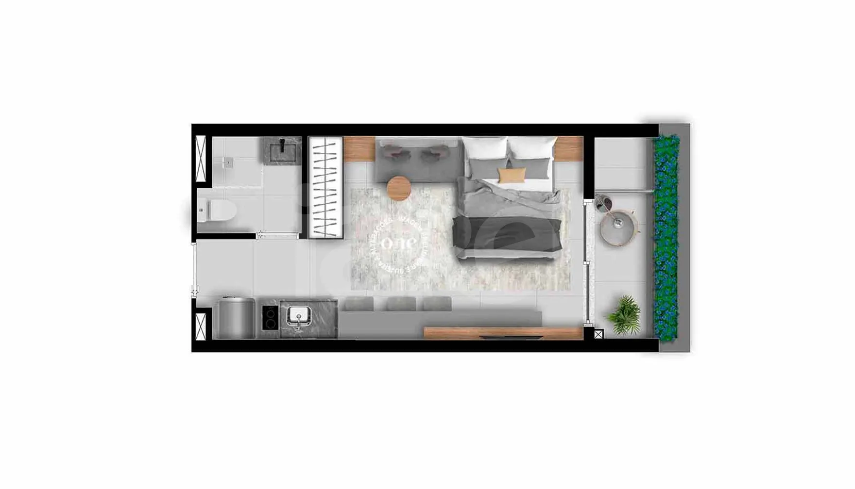 Planta — Studio 27,11 m²