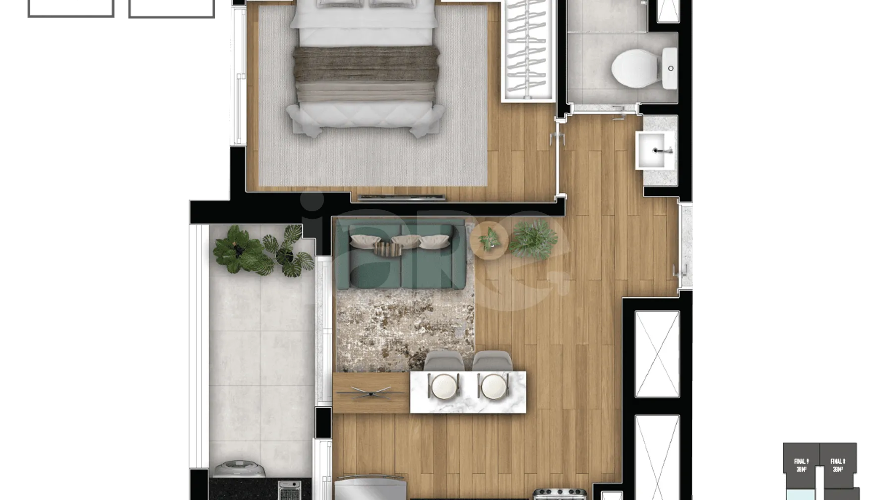 Planta — Apartamento 28,24 m²