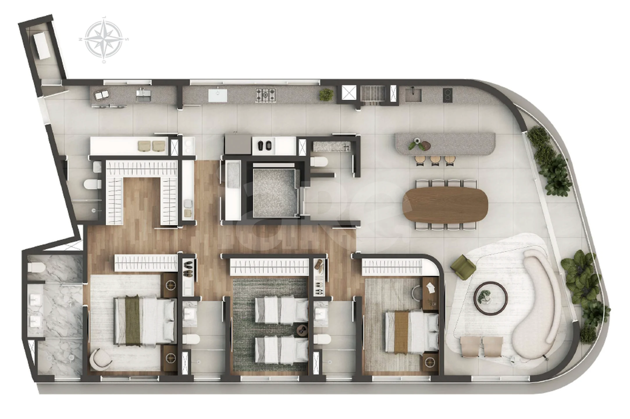 Planta — Apartamento 195,44 m²