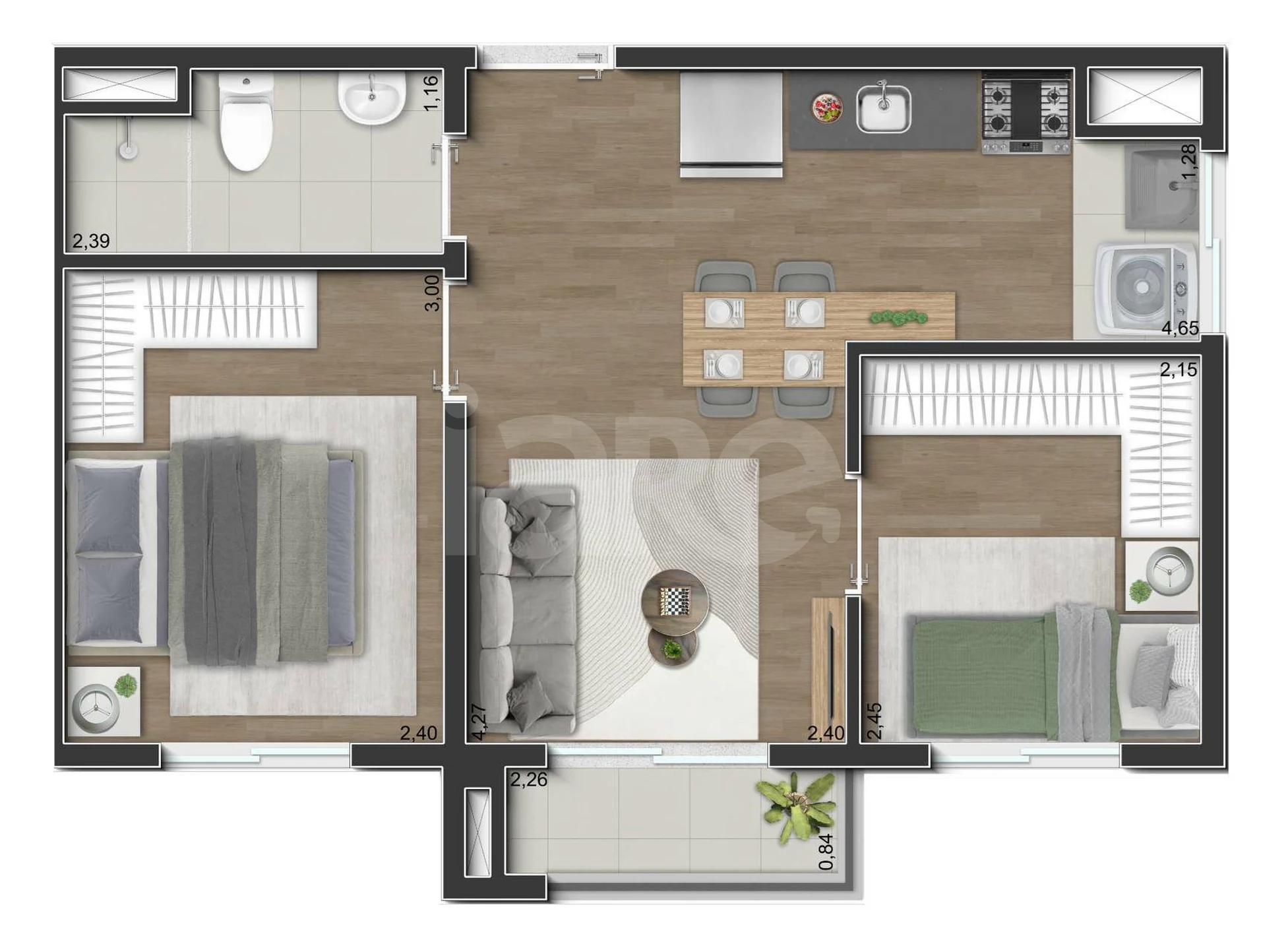Planta — Apartamento 36,3 m²