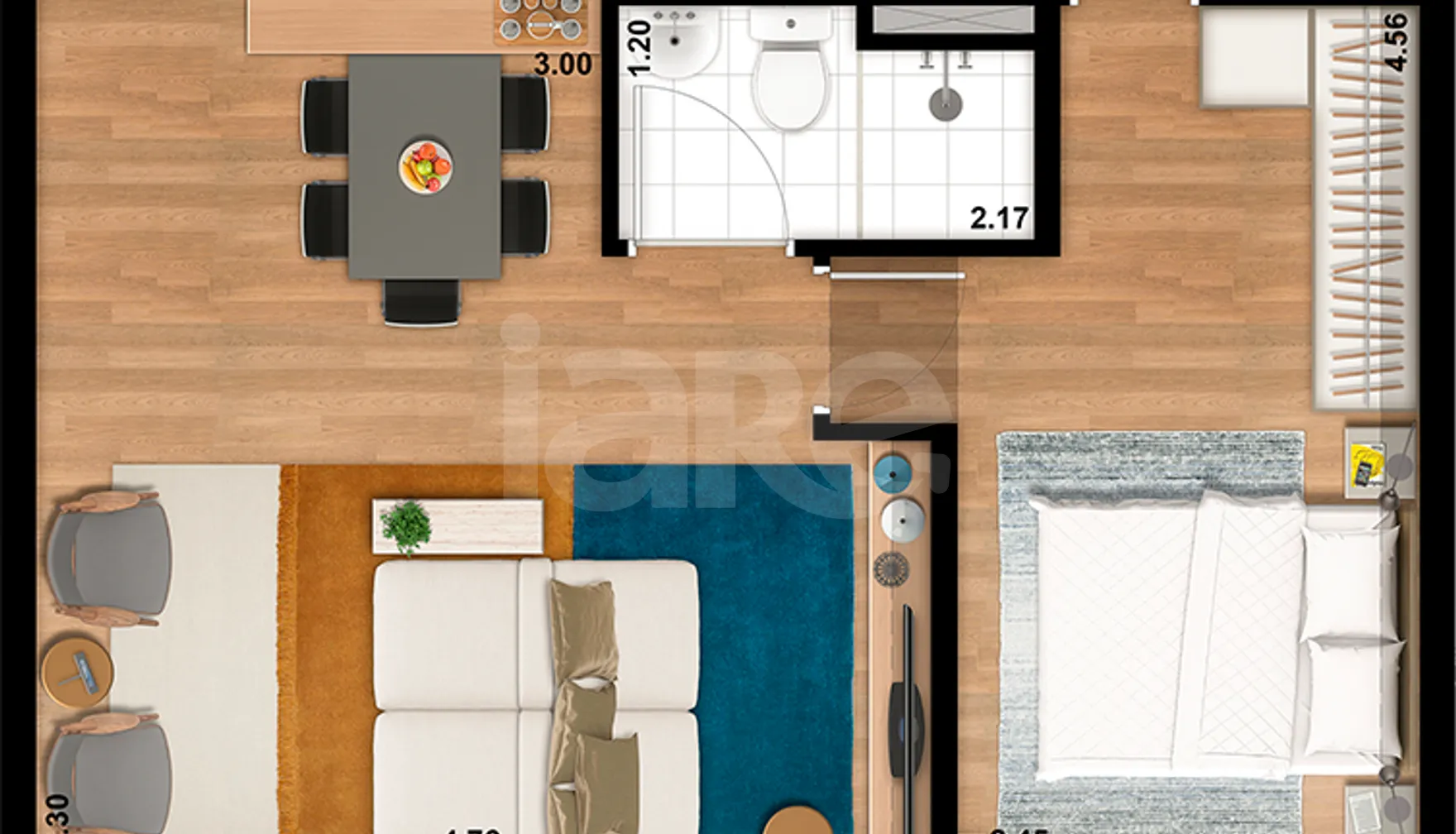 Planta — Apartamento 56,28 m²