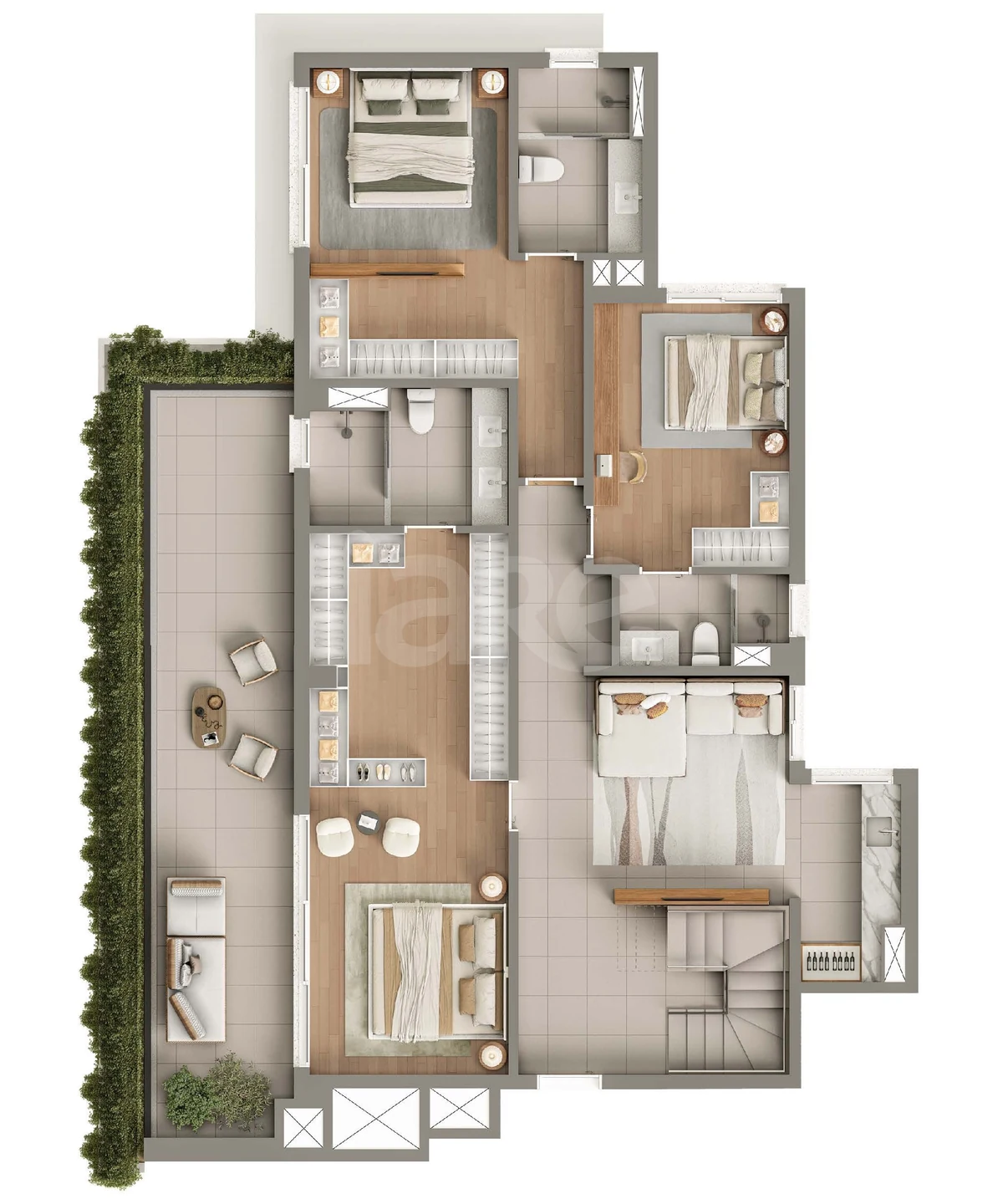 Planta — Cobertura Duplex 321,46 m² · 1º pavimento