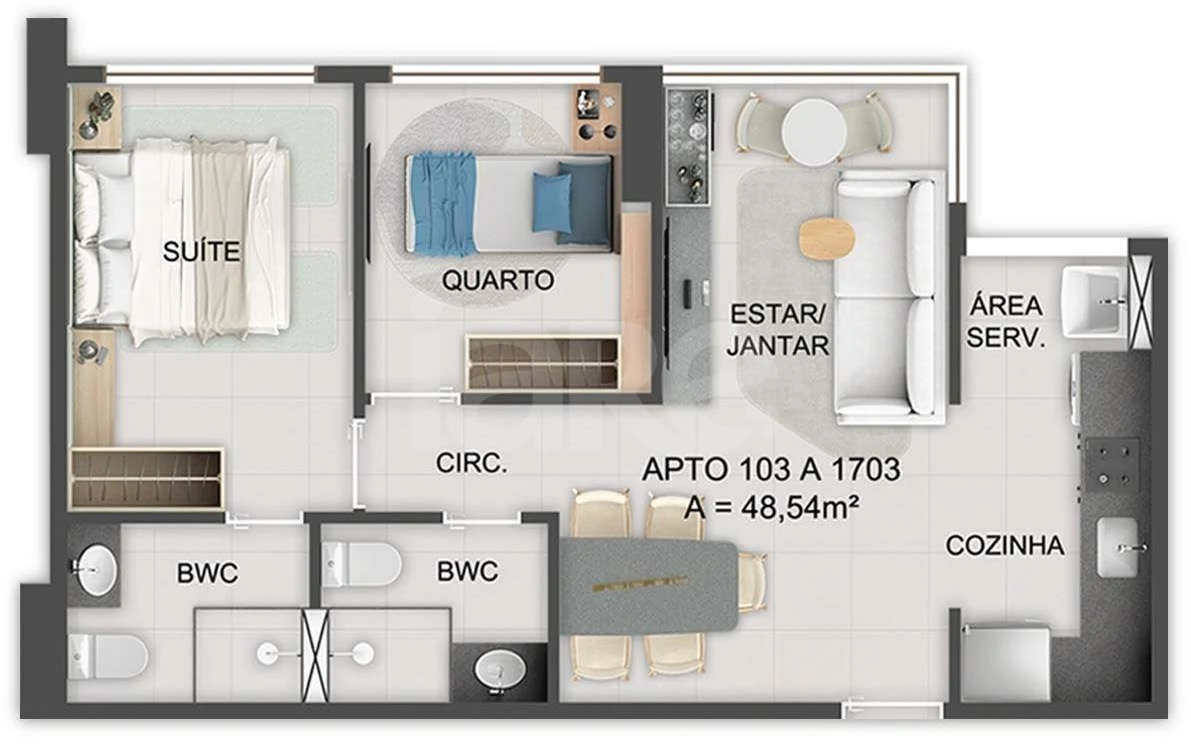Planta — Apartamento 48 m²