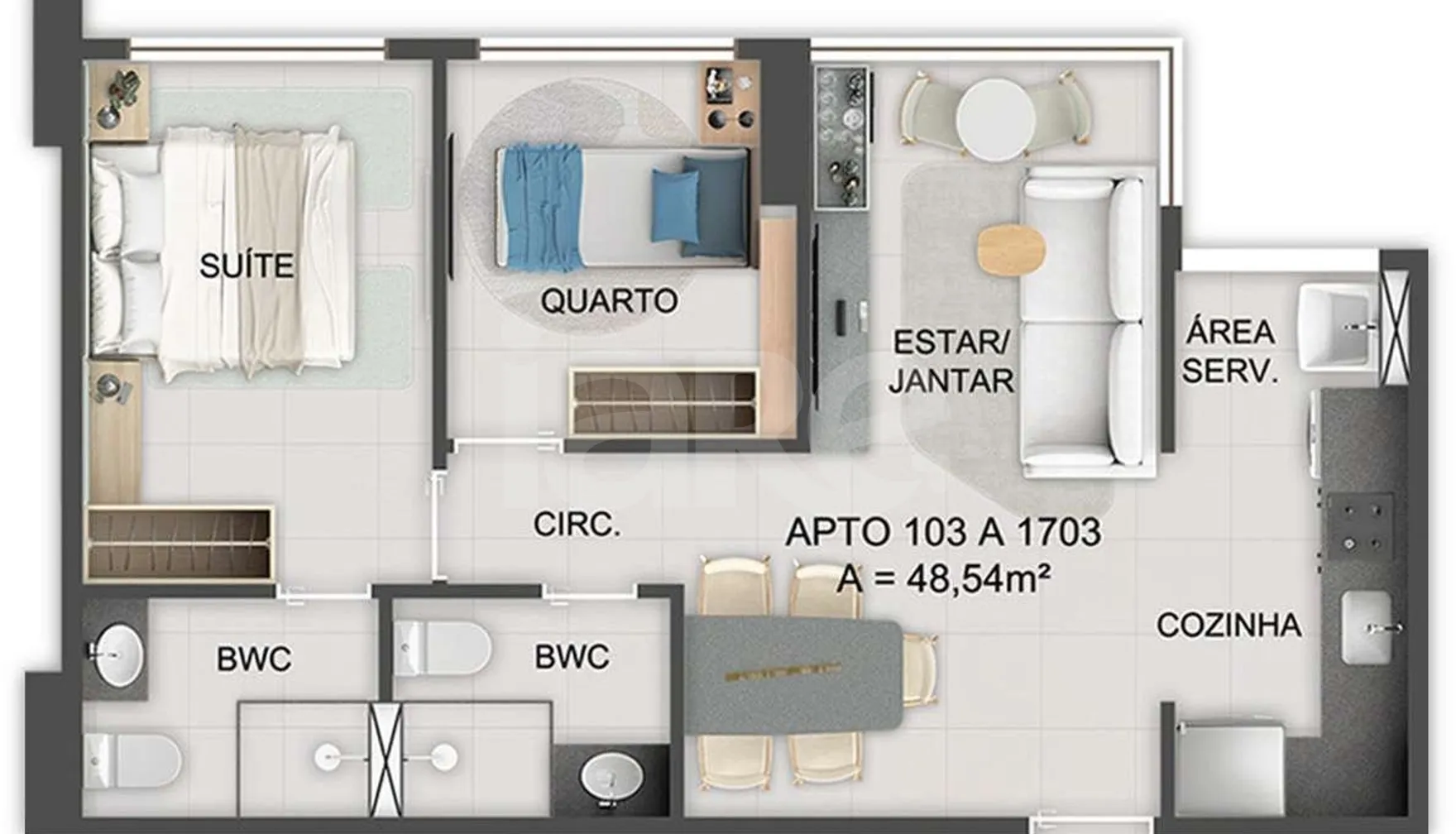 Planta — Apartamento 48 m²