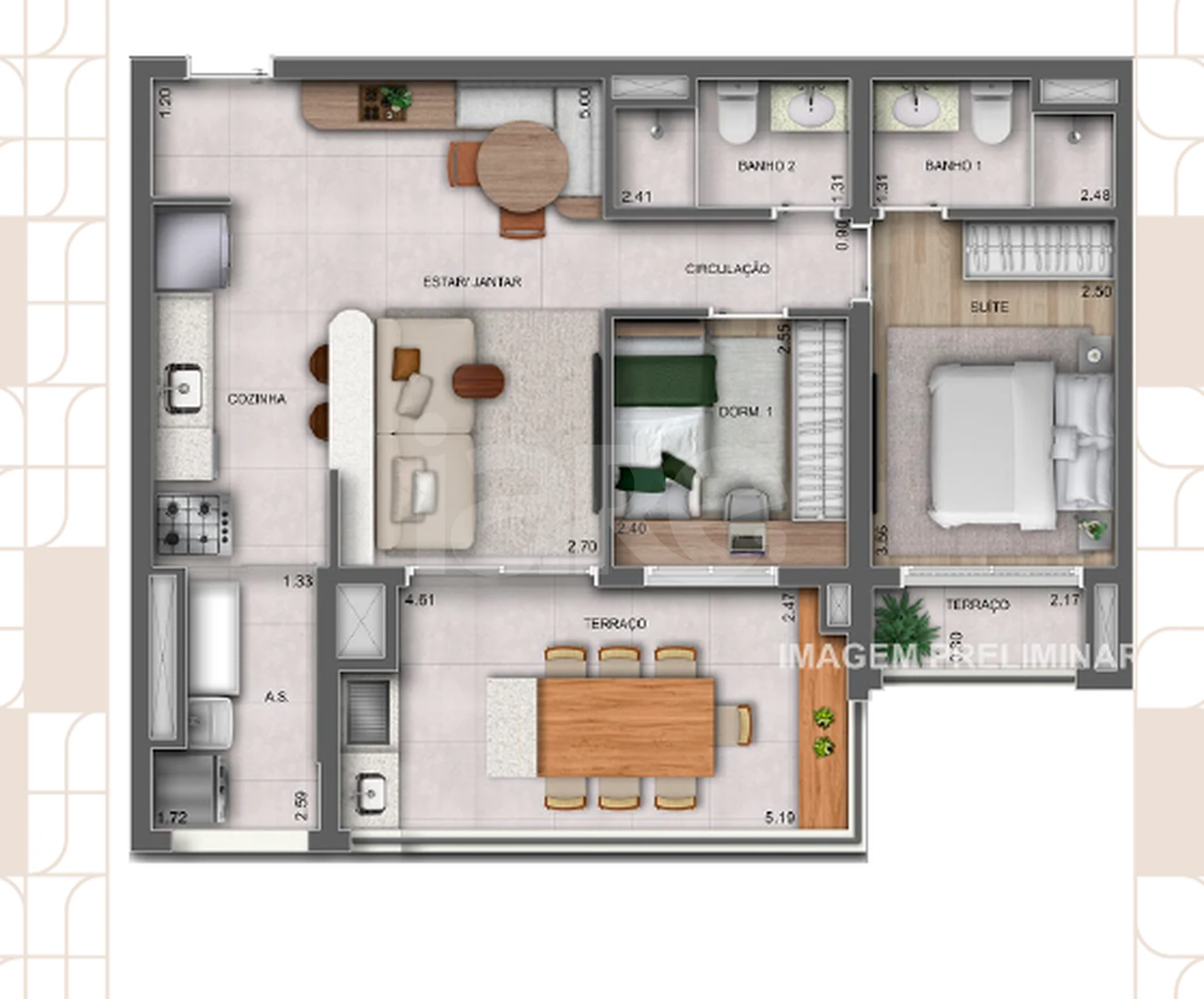 Planta — Apartamento 76,63 m²