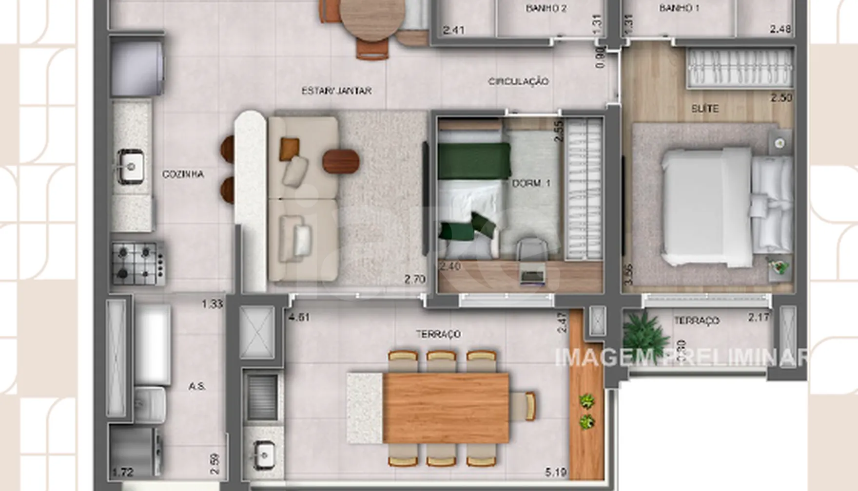 Planta — Apartamento 76,63 m²