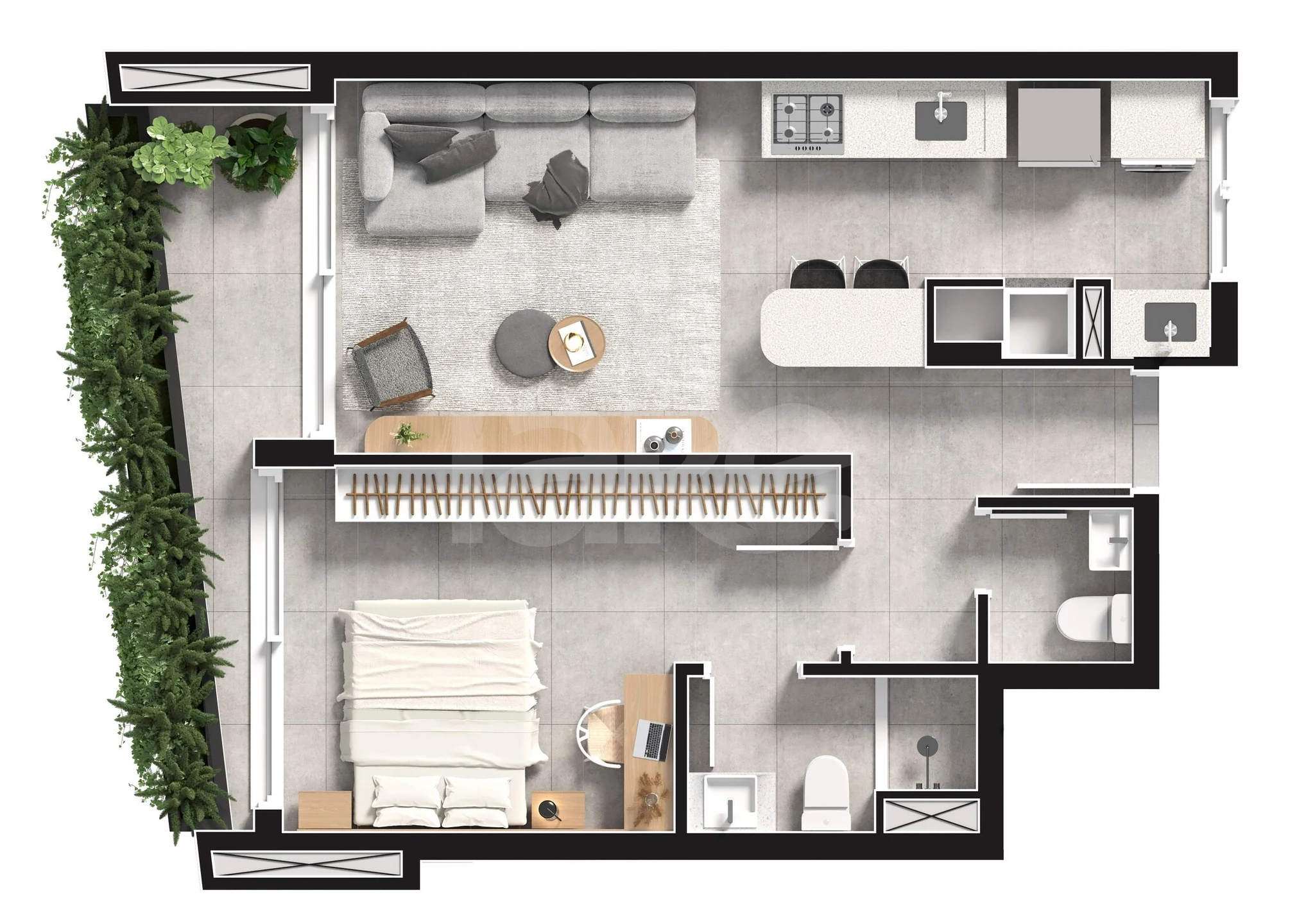 Planta — Apartamento 52 m²