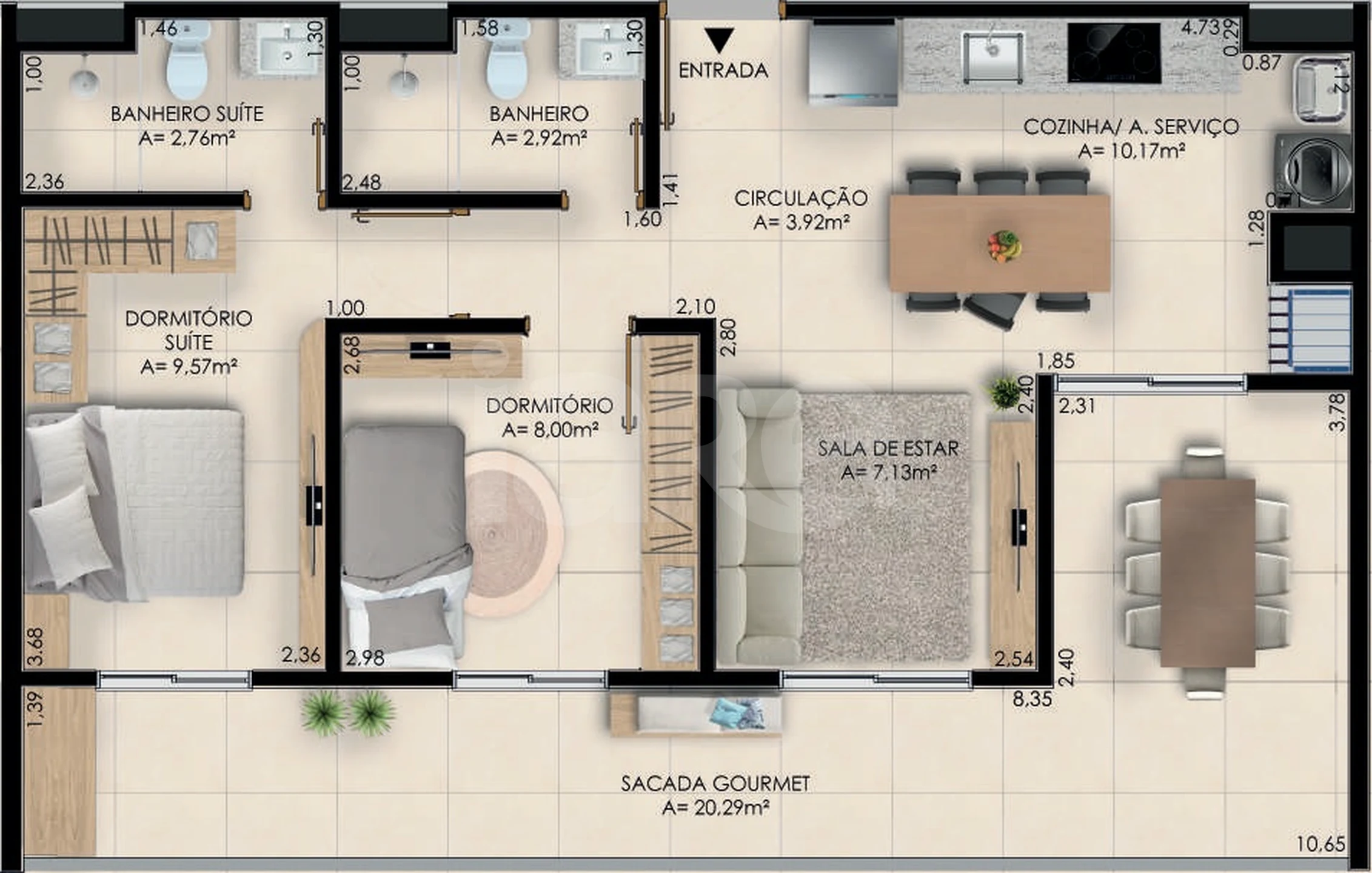 Planta — Apartamento 77,16 m²