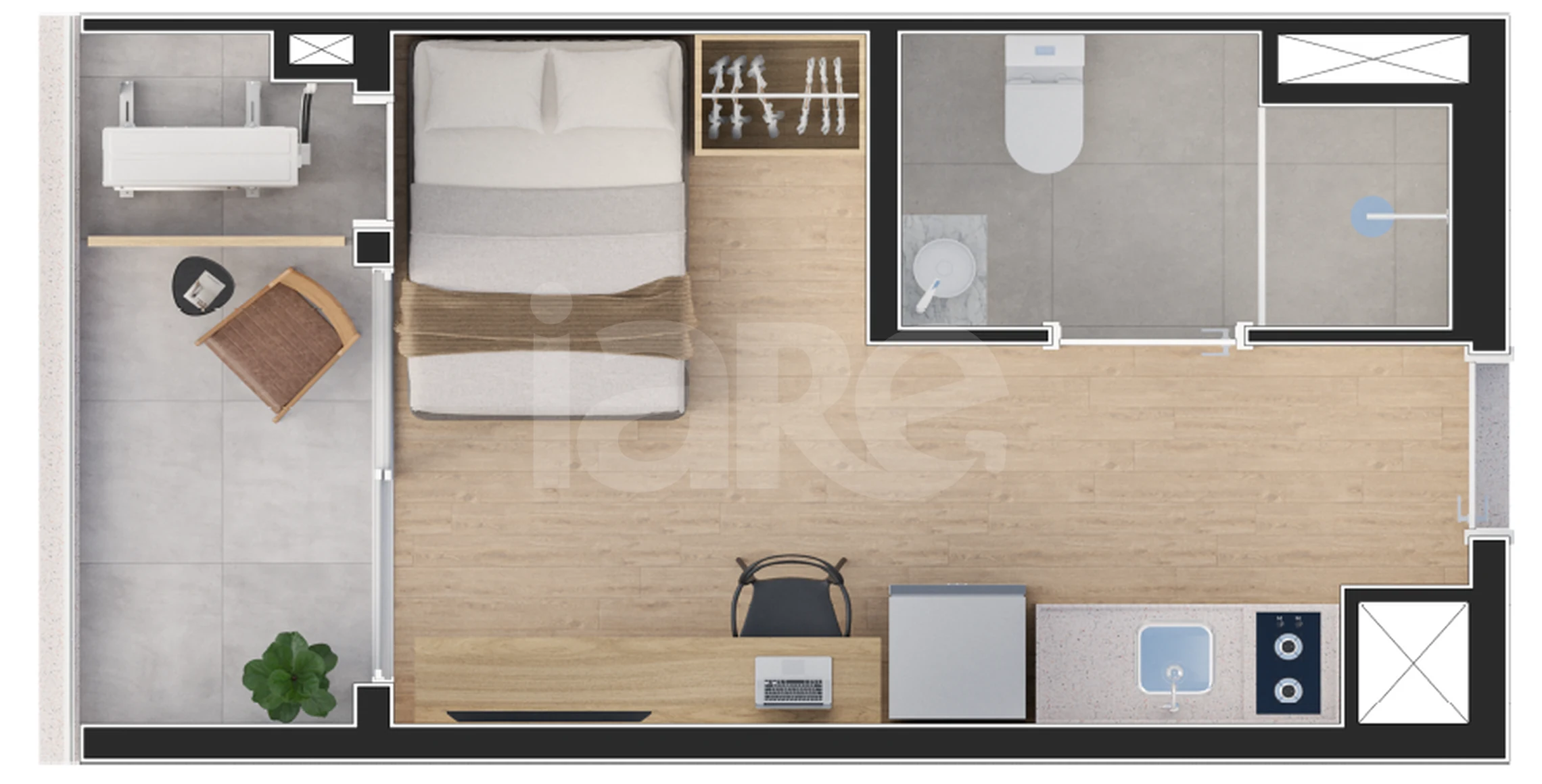 Planta — Studio 24 m²