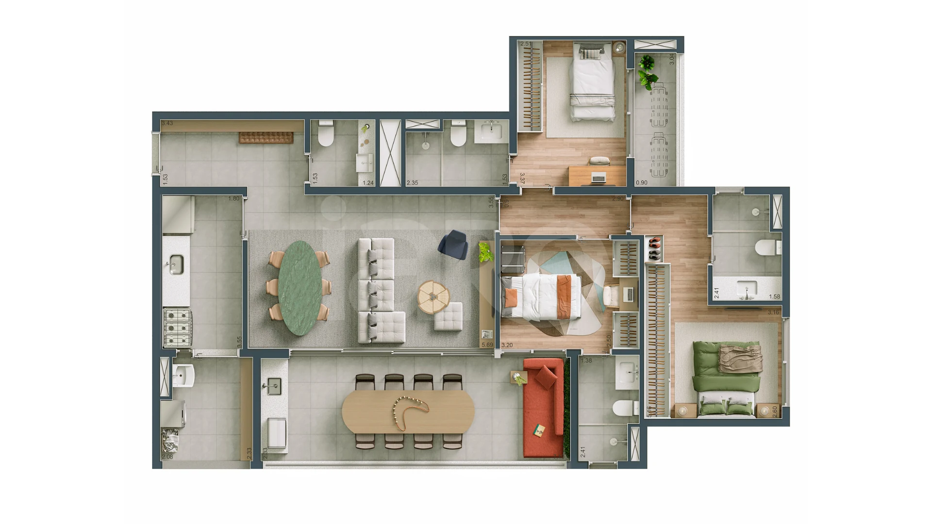 Planta — Apartamento 123,03 m²