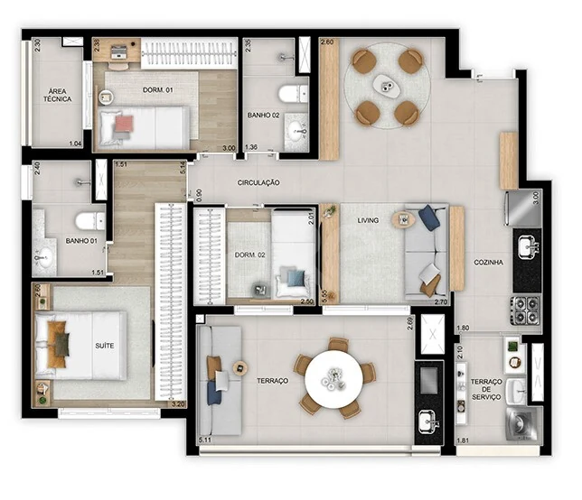 Planta — Apartamento 89,97 m²