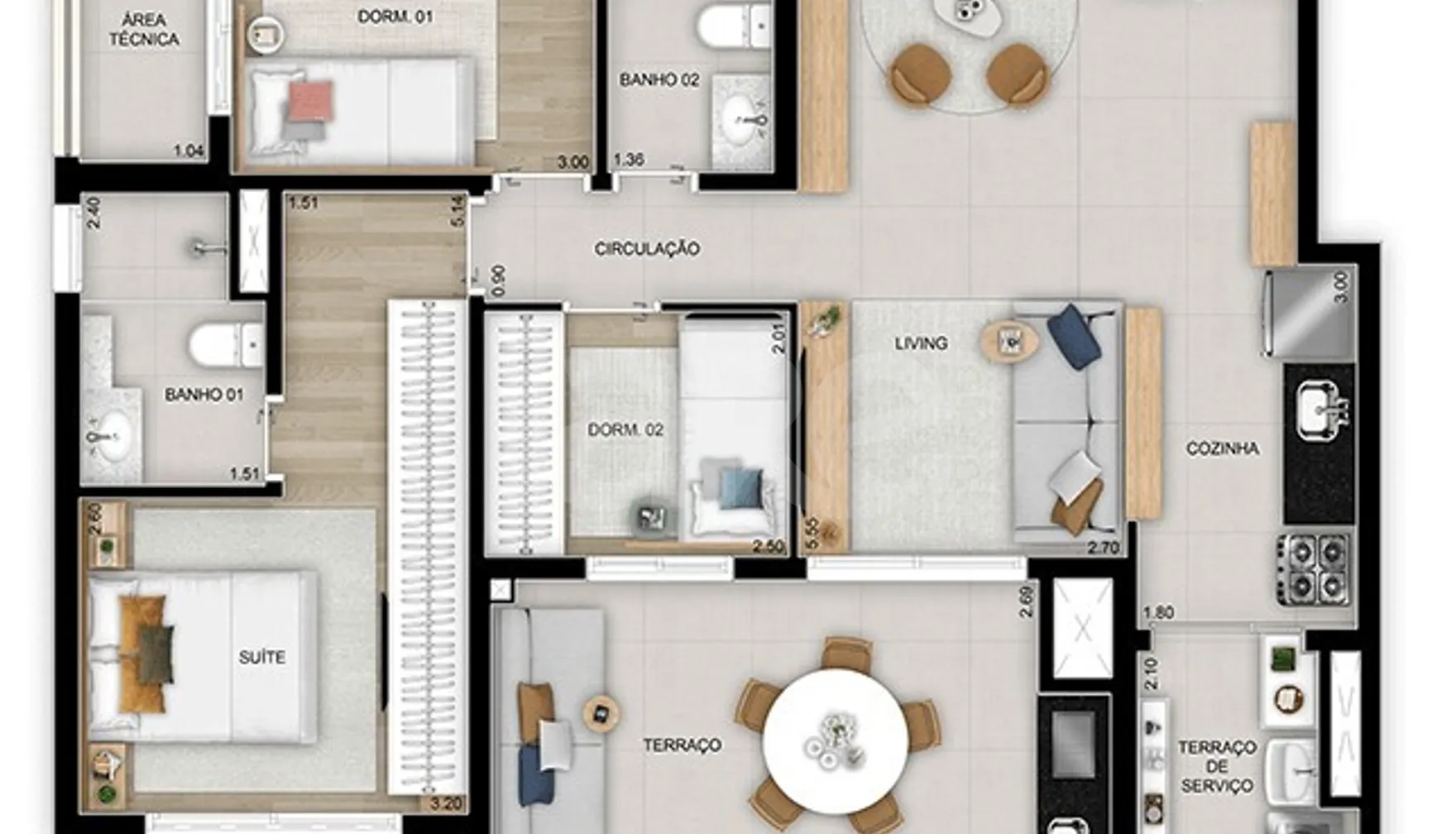 Planta — Apartamento 89,97 m²