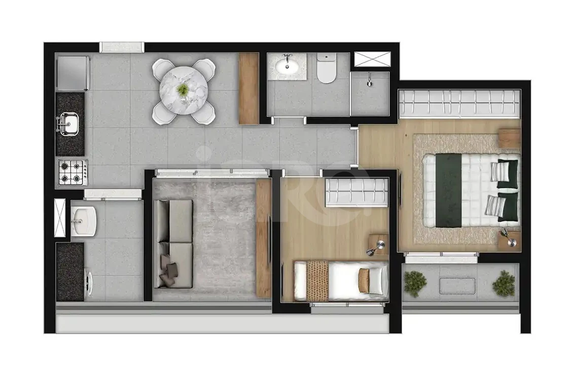 Planta — Apartamento 51,61 m²