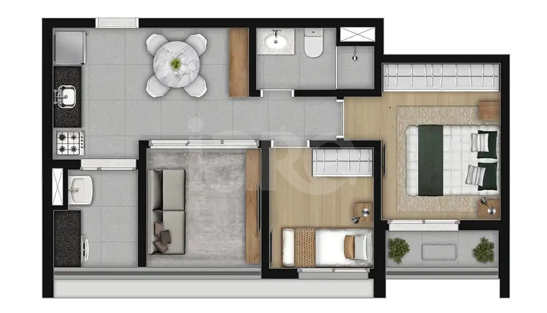 Planta — Apartamento 51,61 m²