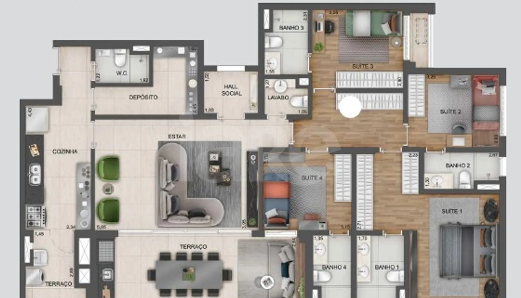 Planta — Apartamento 169,18 m²