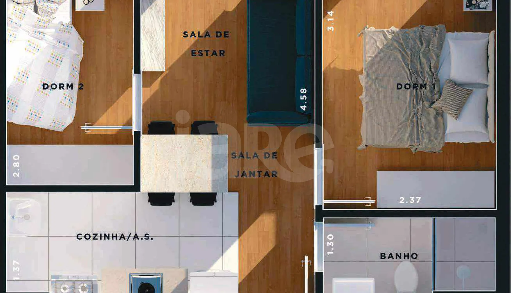 Planta — Apartamento 34,58 m²
