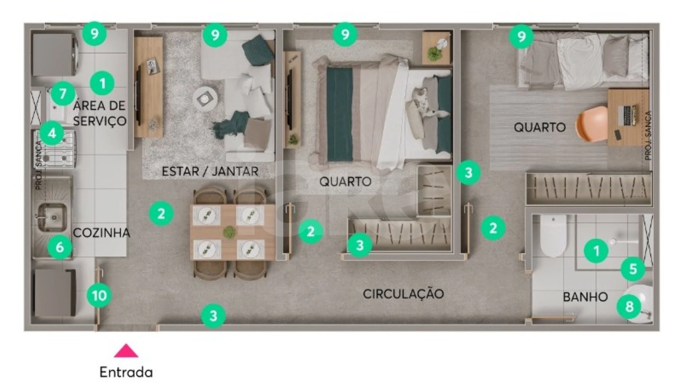 Planta — Apartamento 38,37 m²