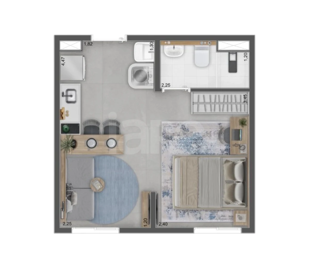 Planta — Studio 24 m²