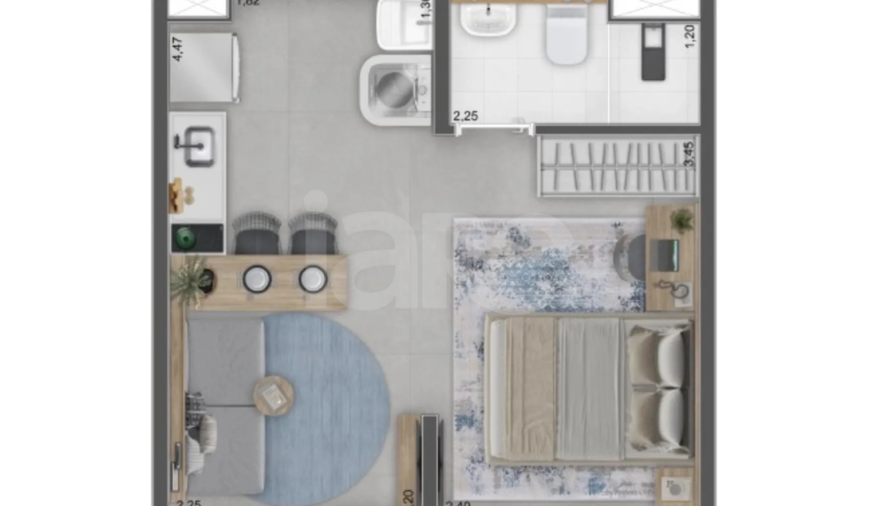 Planta — Studio 24 m²