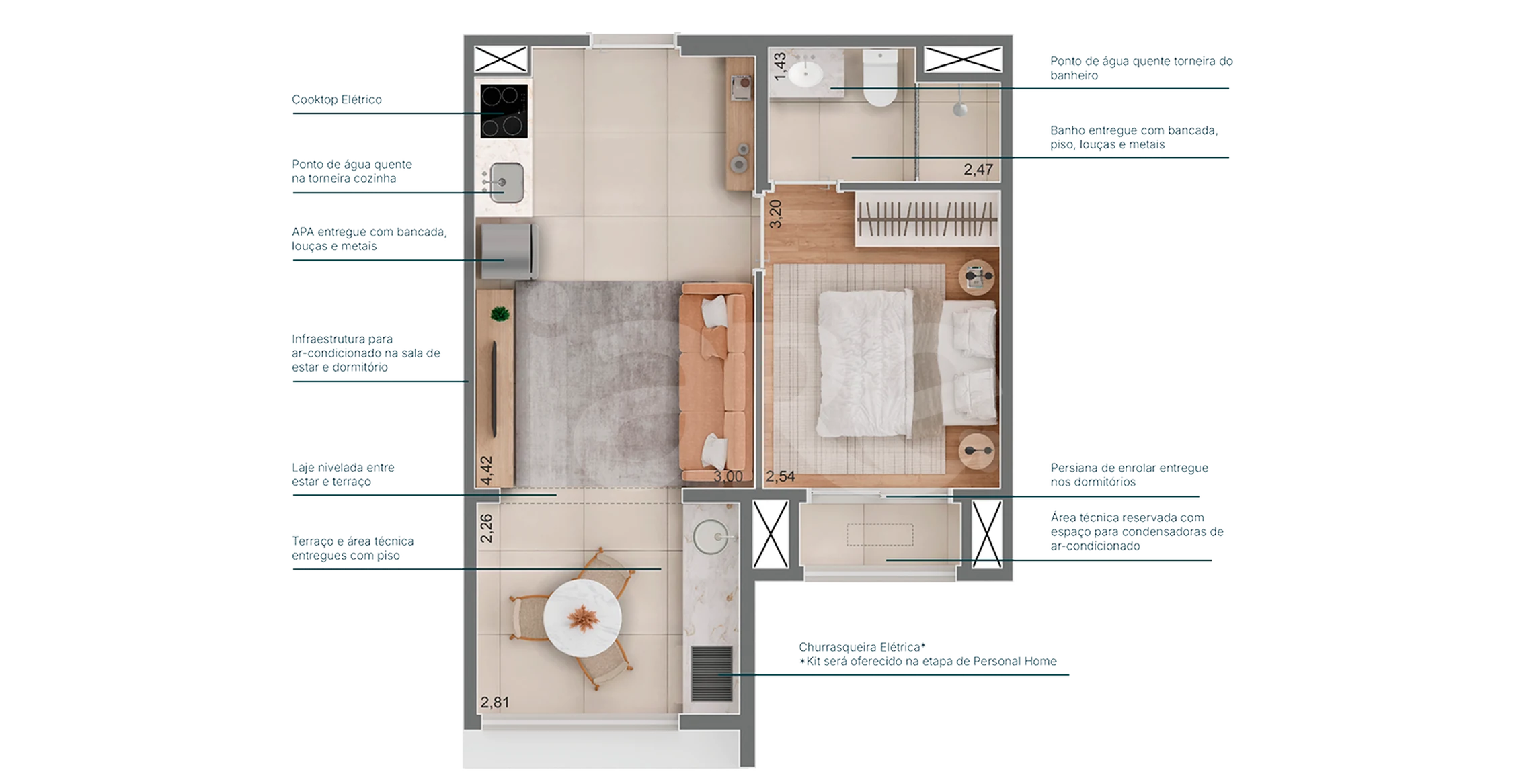 Planta — Apartamento 38,47 m²