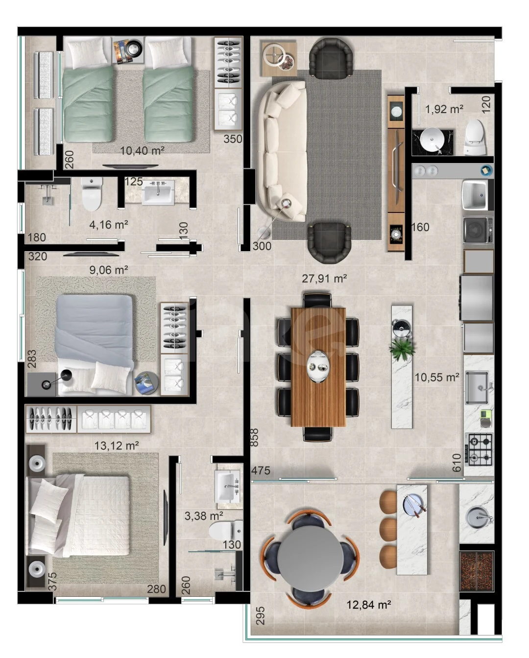 Planta — Apartamento 108,56 m²