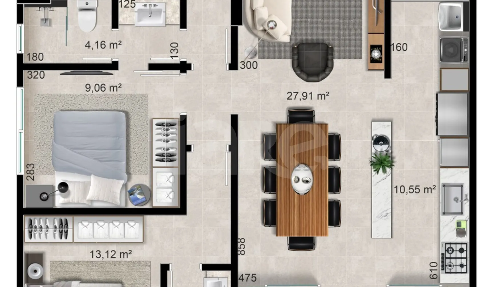 Planta — Apartamento 108,56 m²