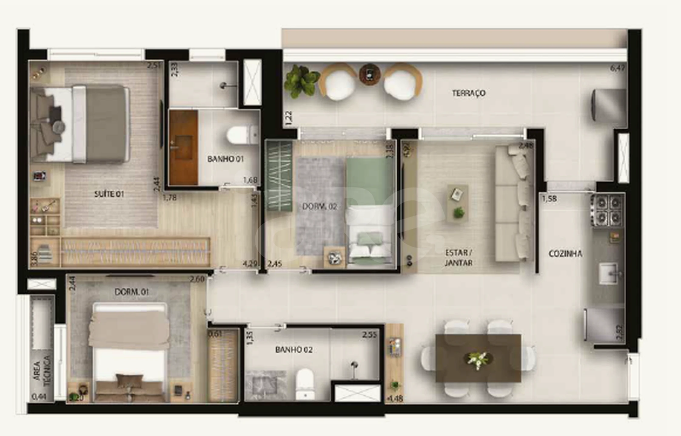 Planta — Apartamento 78,51 m²