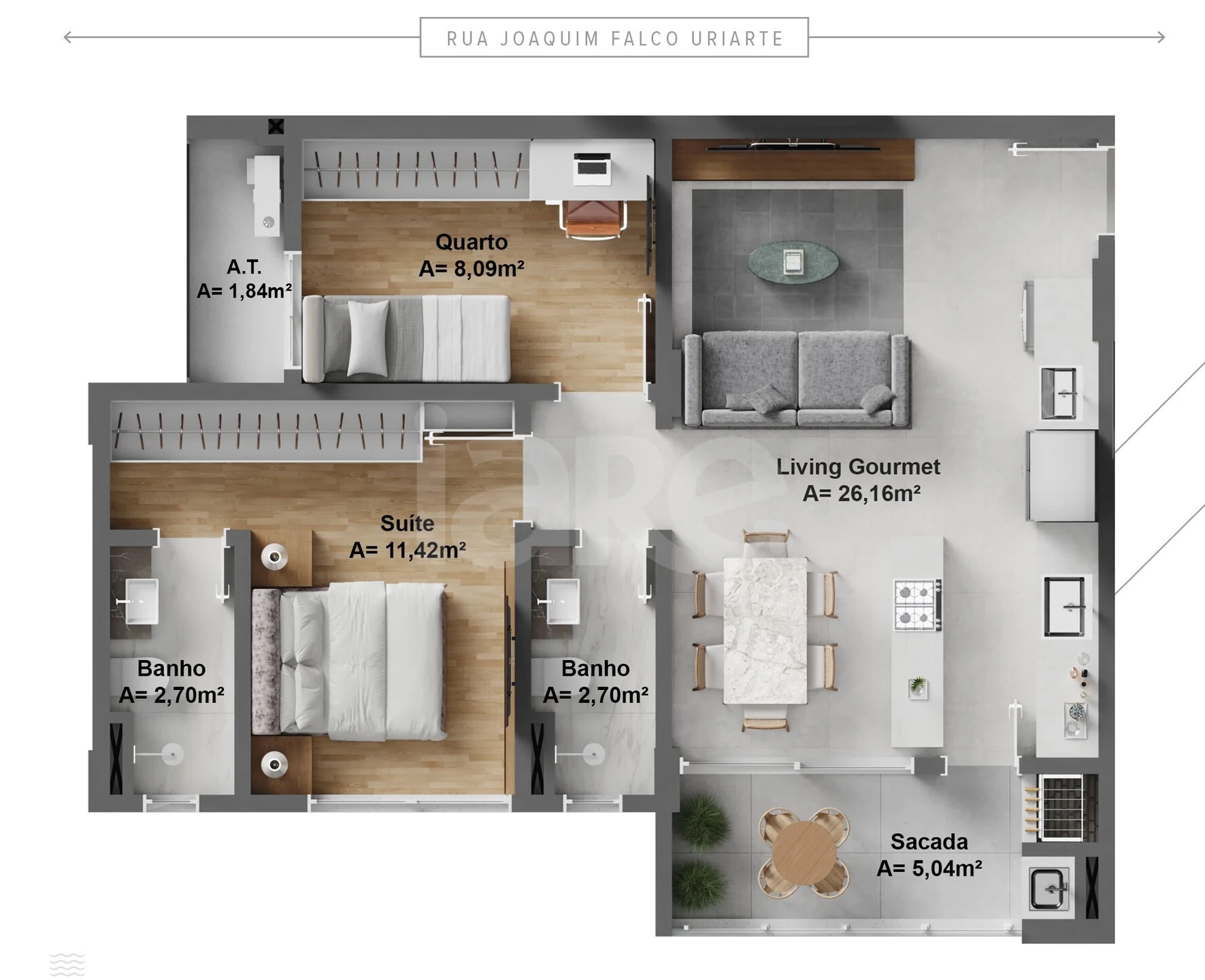 Planta — Apartamento 68,04 m²