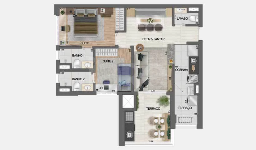 Planta — Apartamento 73,17 m²