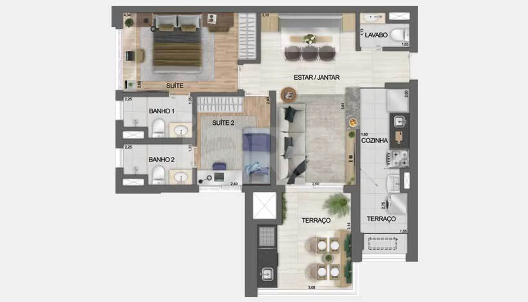 Planta — Apartamento 73,17 m²