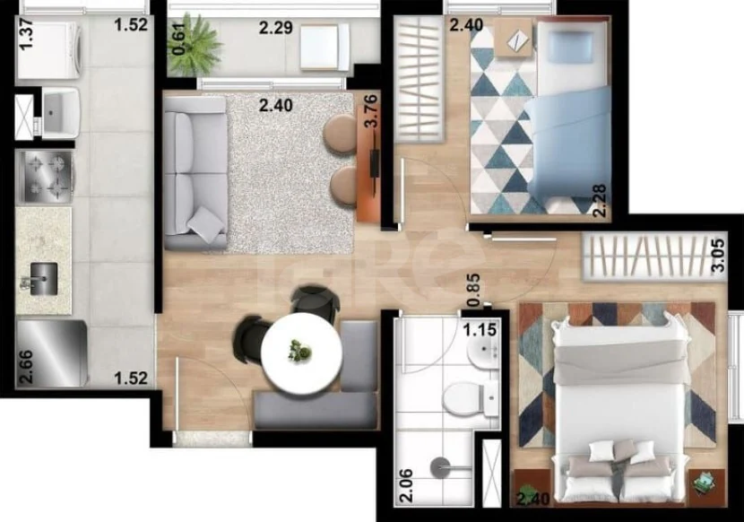 Planta — Apartamento 39,7 m²