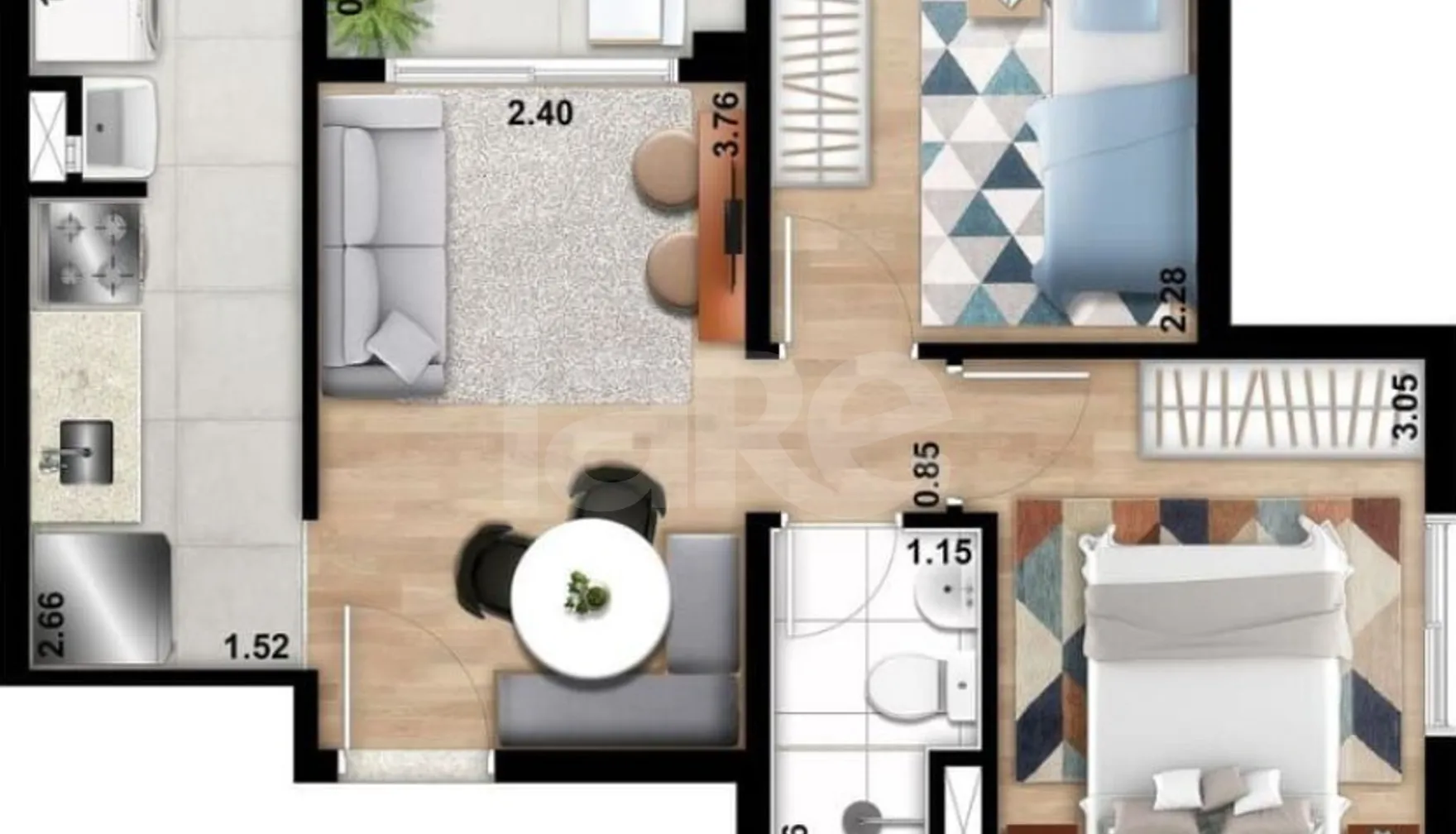 Planta — Apartamento 39,7 m²
