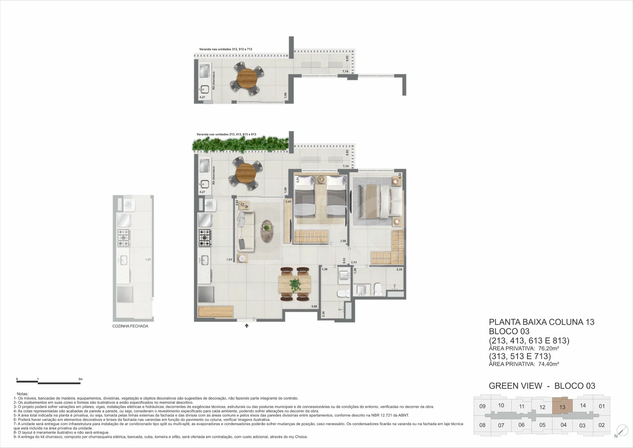 Planta — Apartamento 76,2 m²