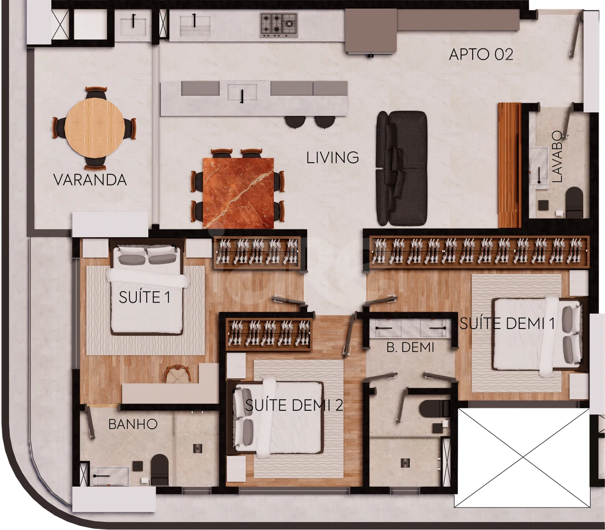 Planta — Apartamento 99,81 m²