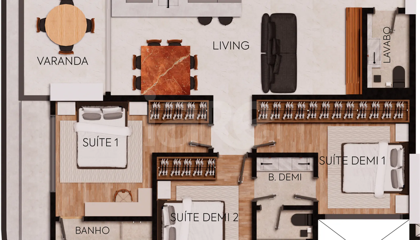 Planta — Apartamento 99,81 m²