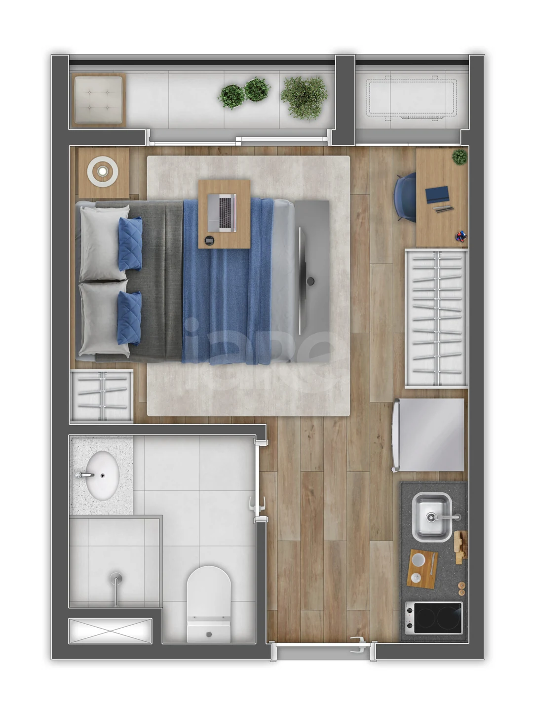 Planta — Studio 18,54 m²