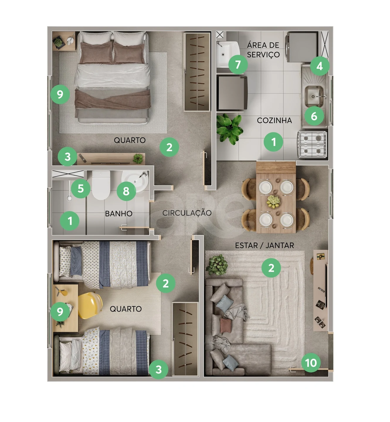 Planta — Apartamento 40,64 m²