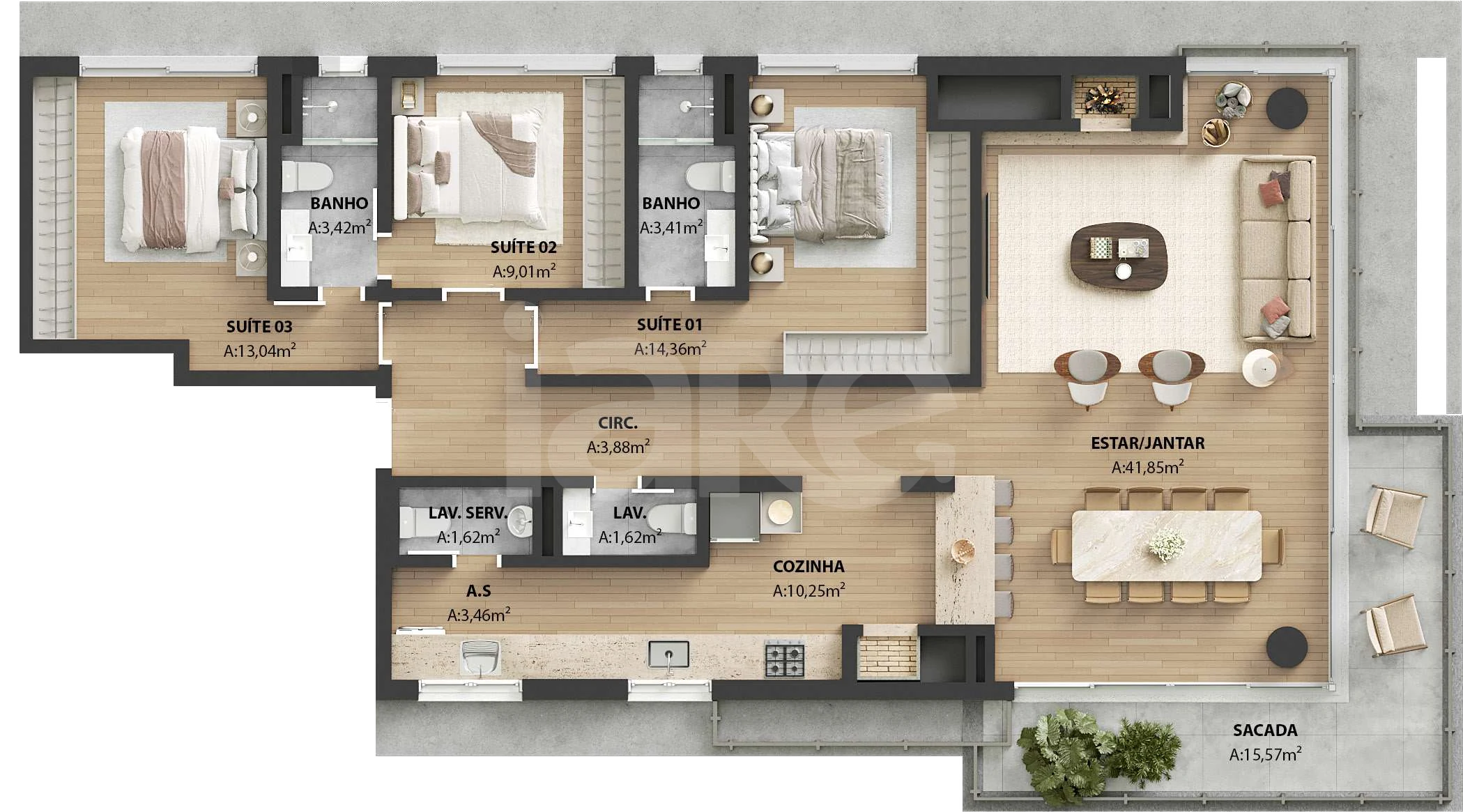 Planta — Apartamento 153,52 m²