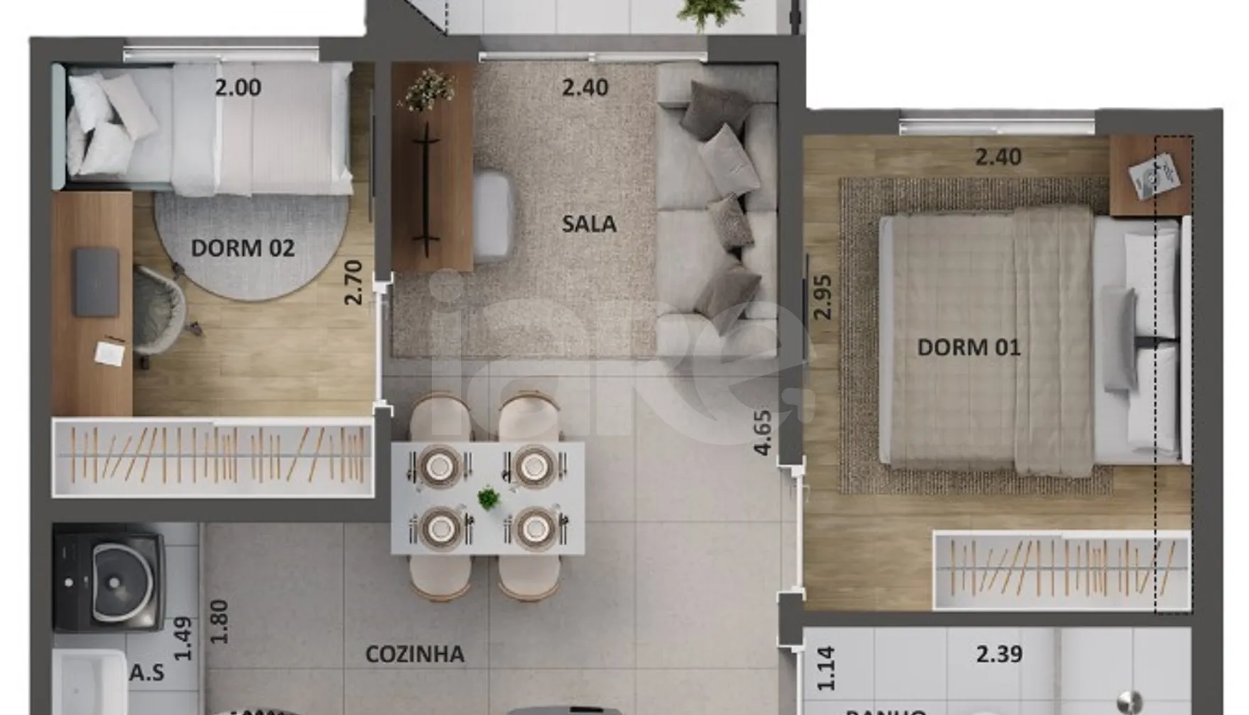 Planta — Apartamento 37 m²
