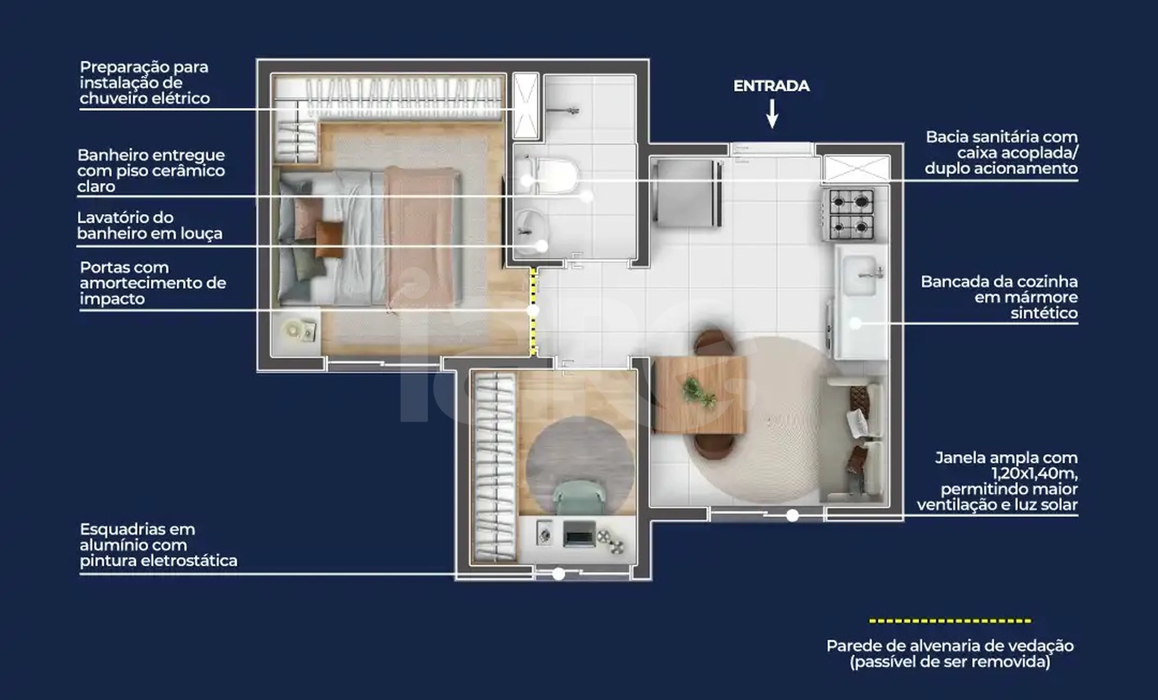 Planta — Apartamento 26,65 m²