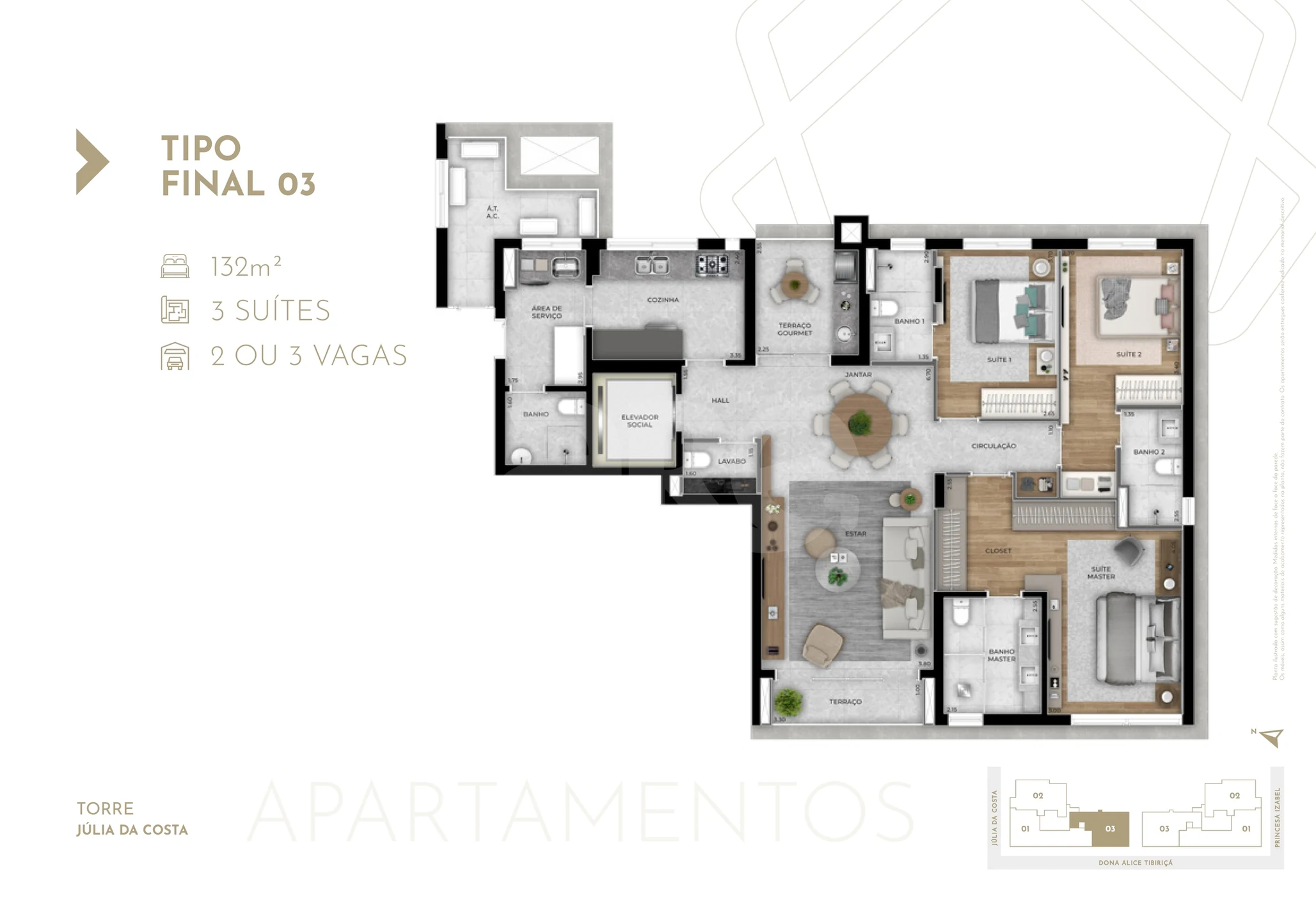 Planta — Apartamento 132,56 m²