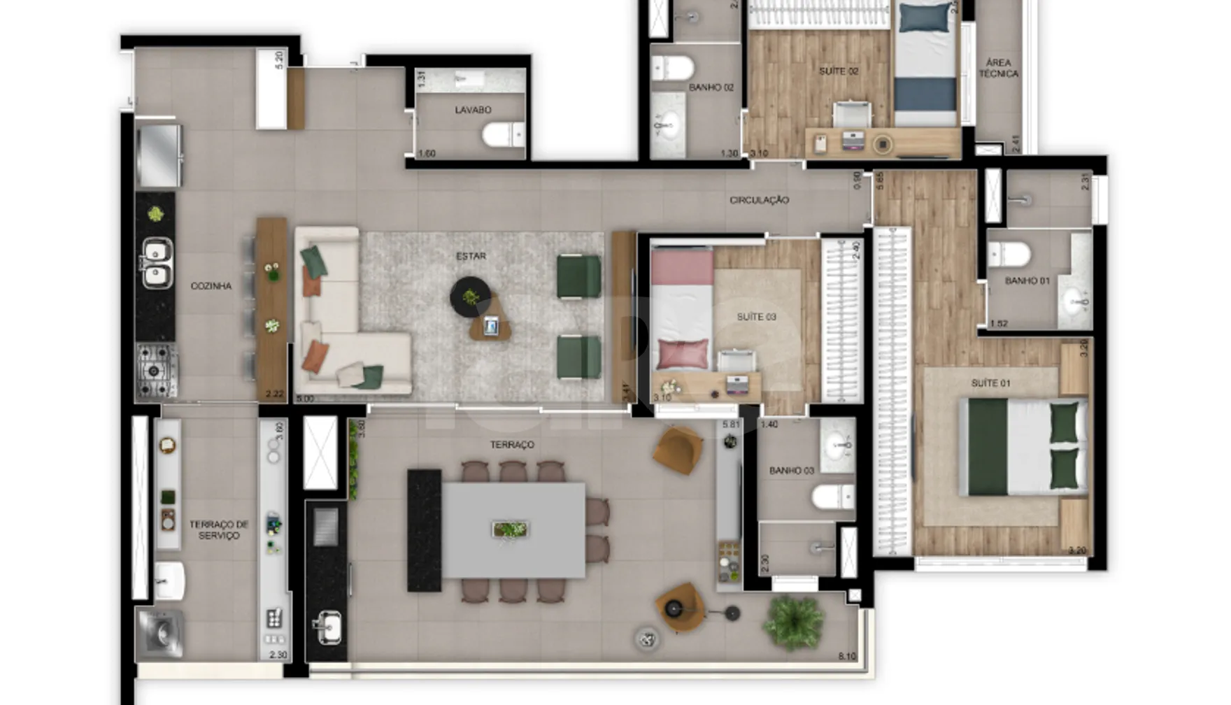 Planta — Apartamento 128 m²