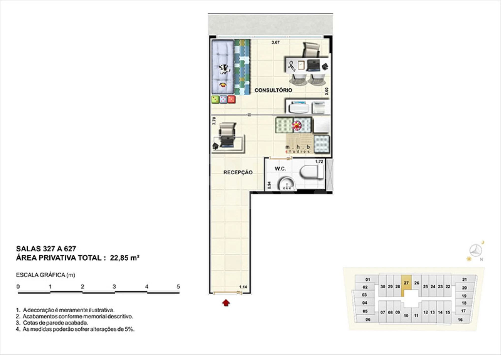 Planta — Sala 22,85 m²