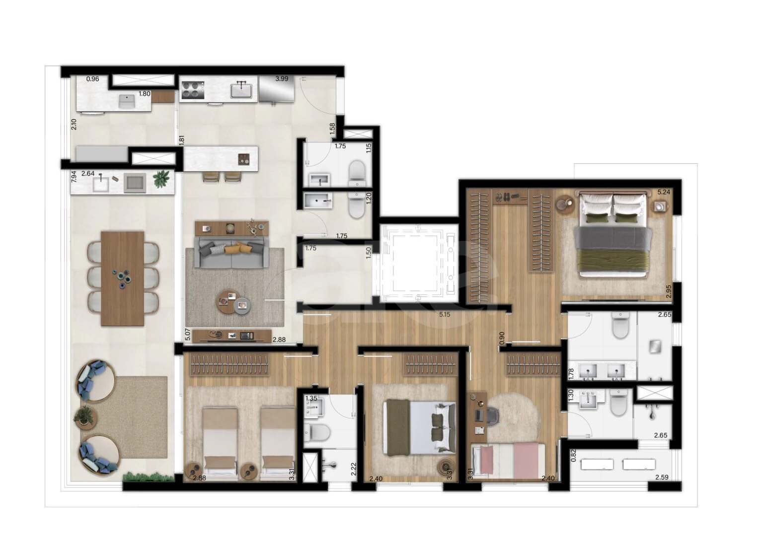 Planta — Apartamento 151,89 m²